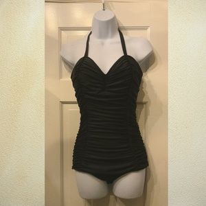 Retro vintage style one-piece swimsuit - black